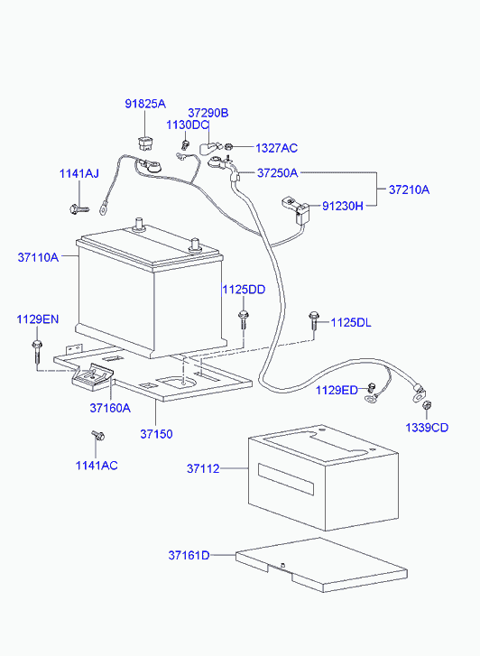 Hyundai 371101C200 - Стартерная аккумуляторная батарея, АКБ unicars.by