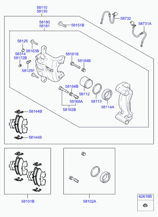 Hyundai 58101-2EA11 - Тормозные колодки, дисковые, комплект unicars.by