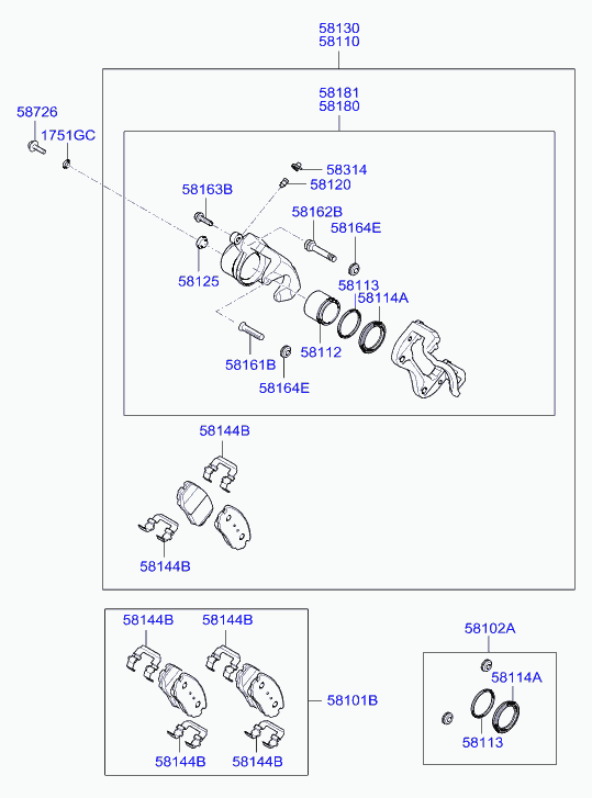 KIA 58101-2LA00 - Тормозные колодки, дисковые, комплект unicars.by