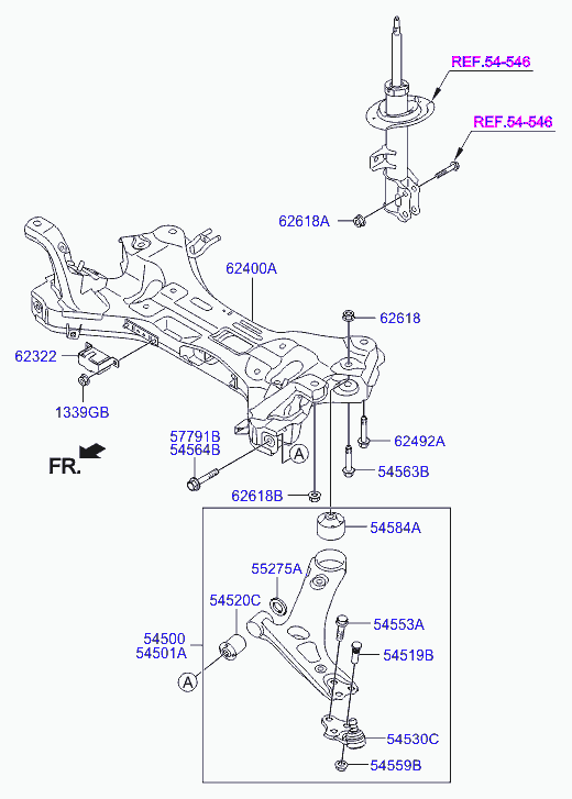 Hyundai 54584 2S000 - Сайлентблок, рычаг подвески колеса unicars.by