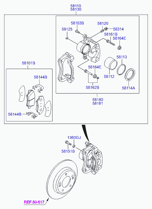 Eagle 58101-A6A01 - Тормозные колодки, дисковые, комплект unicars.by