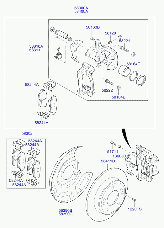 KIA 582461G300 - Комплектующие для колодок дискового тормоза unicars.by