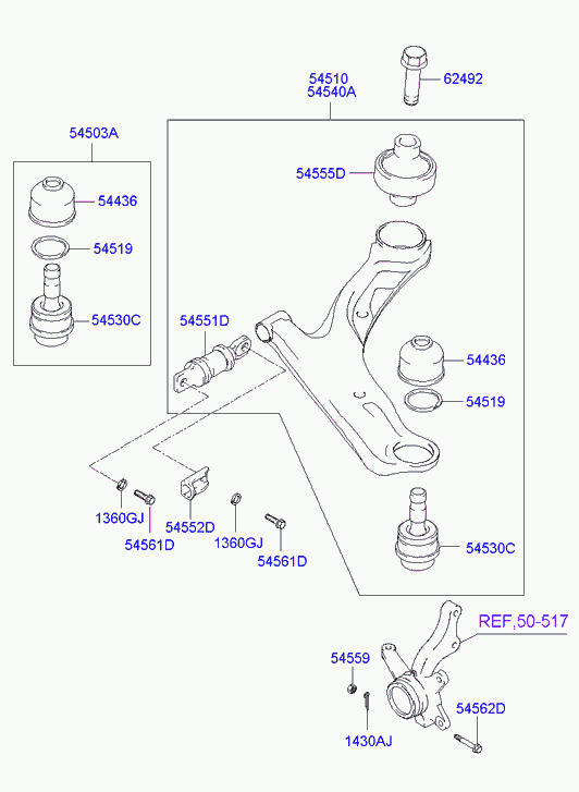 KIA 54530-3B000 - Шаровая опора, несущий / направляющий шарнир unicars.by