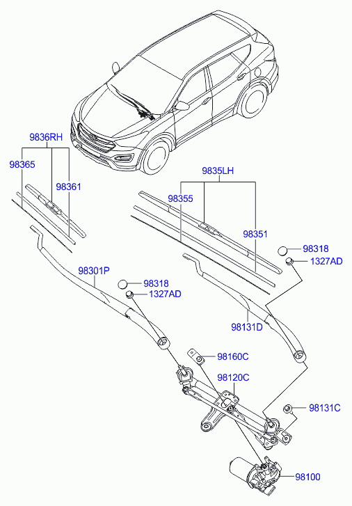 KIA 983602W100 - Щетка стеклоочистителя unicars.by