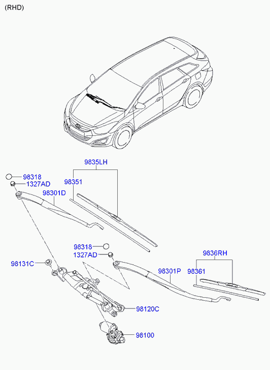 Hyundai 98351-3Z000 - Щетка стеклоочистителя unicars.by