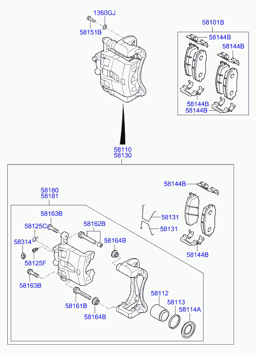 Eagle 58101-C8A60 - Тормозные колодки, дисковые, комплект unicars.by