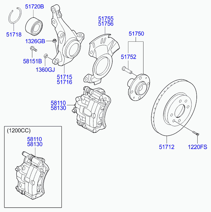 Hyundai (BEIJING) 51720-02000 - Комплект подшипника ступицы колеса unicars.by