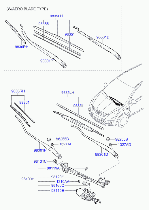 Hyundai 98350-1J000 - Щетка стеклоочистителя unicars.by