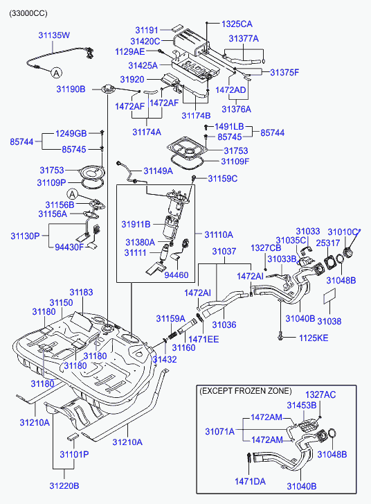 Hyundai 3101038210 - Крышка, топливный бак unicars.by