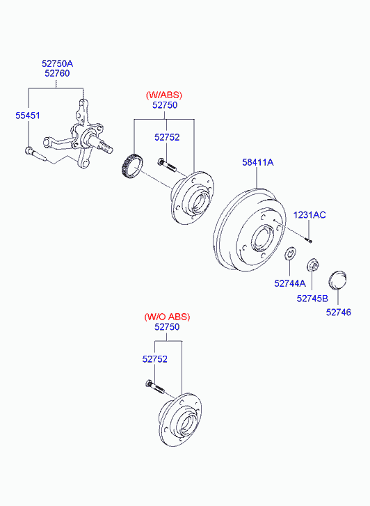 Hyundai 52710-25101 - Комплект подшипника ступицы колеса unicars.by