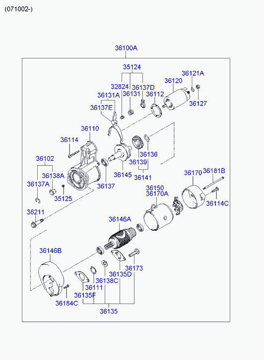 Hyundai 361004A000 - Стартер unicars.by