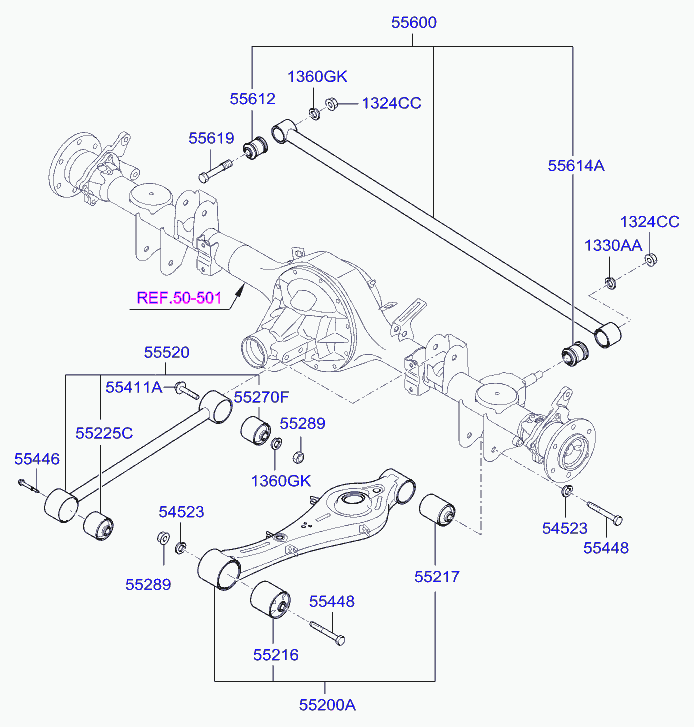 Hyundai 552254H100 - Сайлентблок балки моста unicars.by