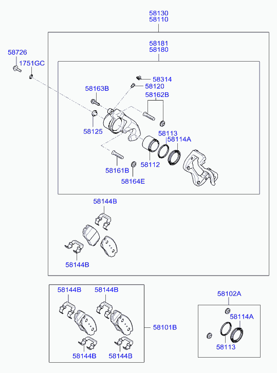 Hyundai 58101-1HA10 - Тормозные колодки, дисковые, комплект unicars.by