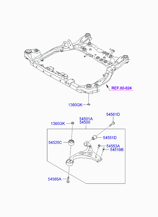 Hyundai 54551-2H000 - Сайлентблок, рычаг подвески колеса unicars.by