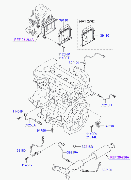 Hyundai 39210-2B000 - Лямбда-зонд, датчик кислорода unicars.by