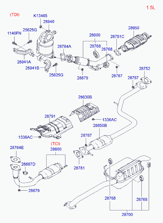 Hyundai 28700-1C060 - Средний глушитель выхлопных газов unicars.by