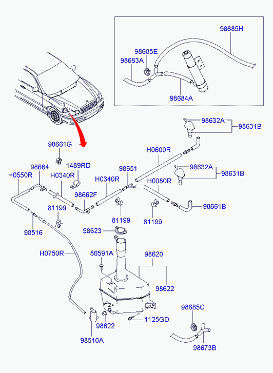 Hyundai 98510-3B000 - Водяной насос, система очистки окон unicars.by