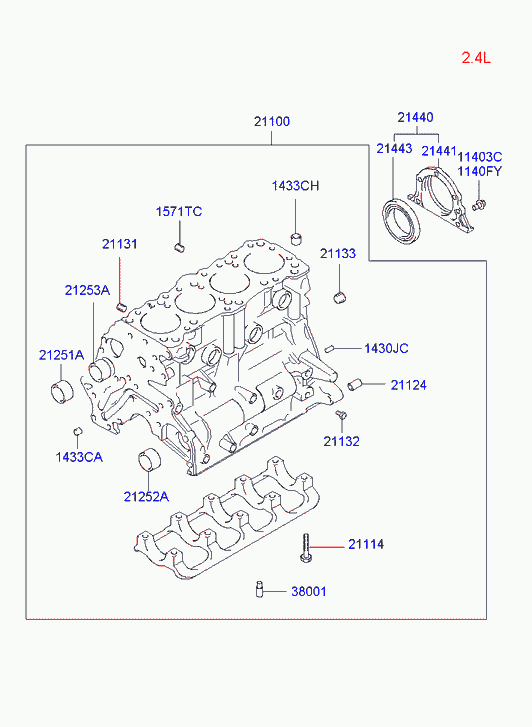 Hyundai 21443-38010 - Уплотняющее кольцо, коленчатый вал unicars.by