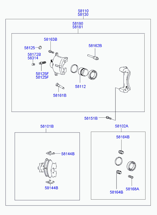 KIA 58101 38A60 - Тормозные колодки, дисковые, комплект unicars.by