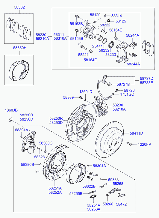 Hyundai 583023JA50 - Тормозные колодки, дисковые, комплект unicars.by