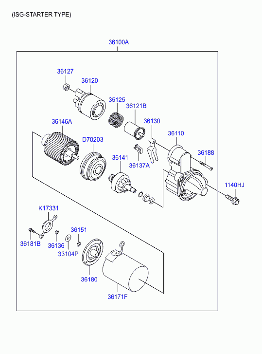 Hyundai 3612003851 - Стартер unicars.by