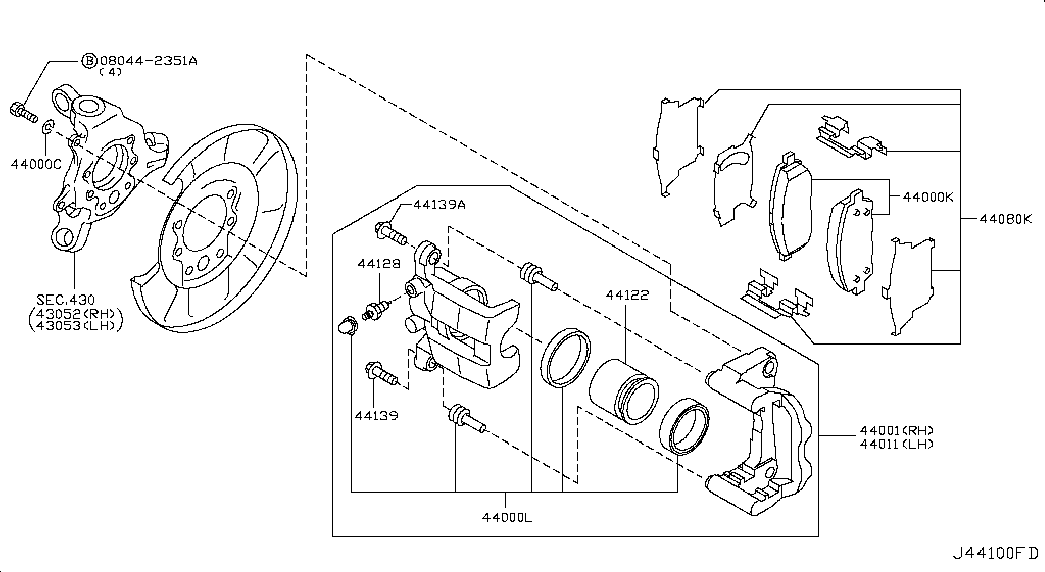 Infiniti D40601MB0A - Тормозные колодки, дисковые, комплект unicars.by