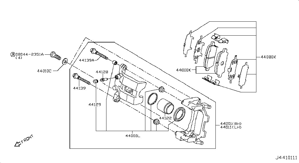 NISSAN D4M601BN0A - Тормозные колодки, дисковые, комплект unicars.by