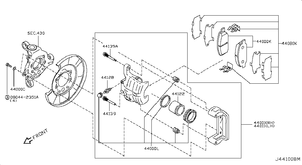 NISSAN 44060 AM485 - Тормозные колодки, дисковые, комплект unicars.by