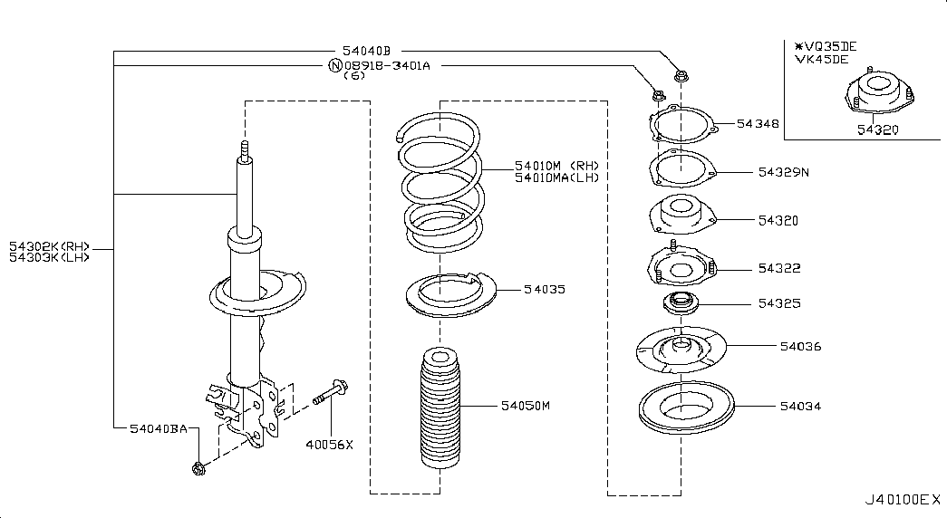 NISSAN 54325-AG000 - Подшипник качения, опора стойки амортизатора unicars.by