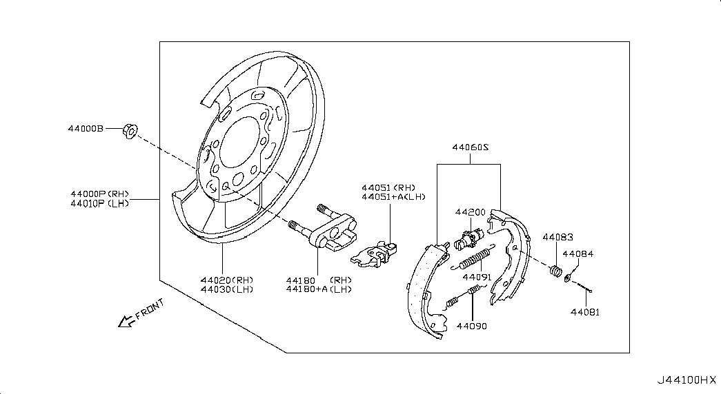 NISSAN 440608J00K - Комплект тормозов, ручник, парковка unicars.by