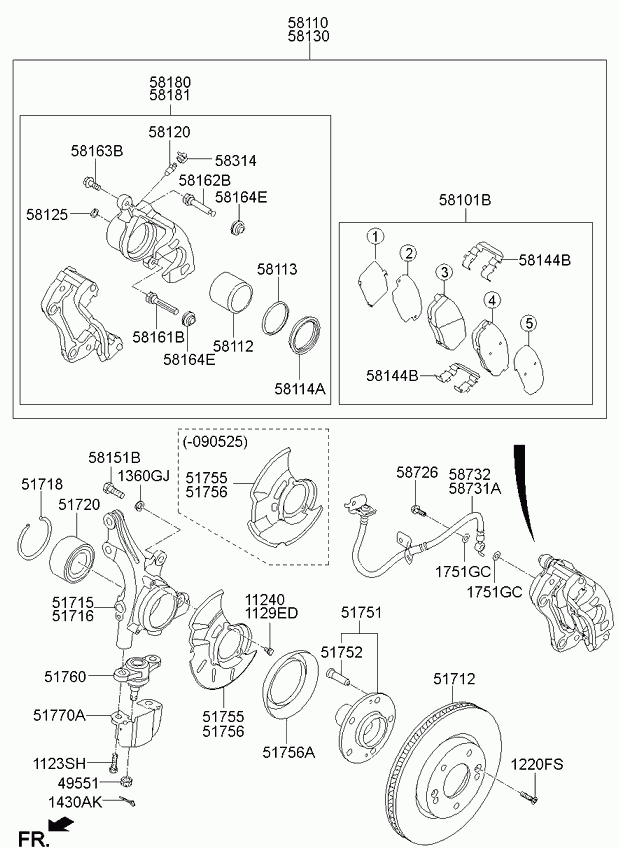 KIA 581011MA00 - Тормозные колодки, дисковые, комплект unicars.by