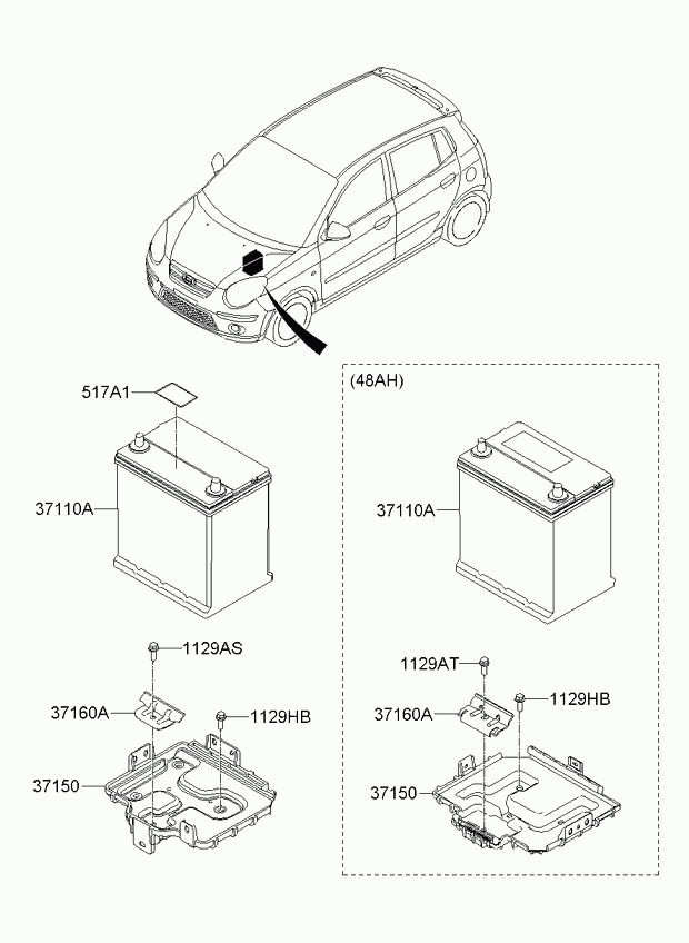 KIA 3711007100 - Battery assy unicars.by