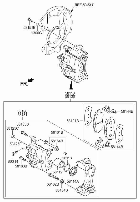 KIA 58101 1RA01 - Тормозные колодки, дисковые, комплект unicars.by