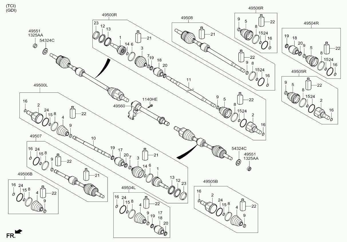 Hyundai 49500-A6300 - Шарнирный комплект, ШРУС, приводной вал unicars.by