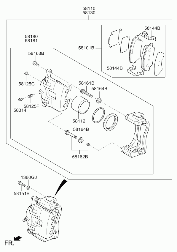 KIA 58101A4A01 - Тормозные колодки, дисковые, комплект unicars.by