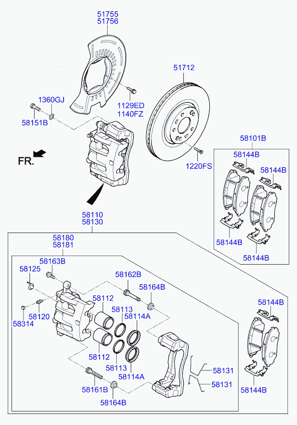 Hyundai 58101-C5A00 - Тормозные колодки, дисковые, комплект unicars.by