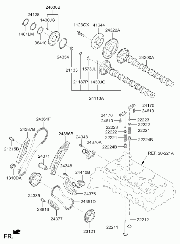 Hyundai 243772F600 - Комплект цепи привода распредвала unicars.by