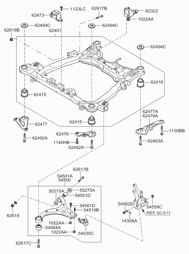 Hyundai 54530-4D000 - Шаровая опора, несущий / направляющий шарнир unicars.by