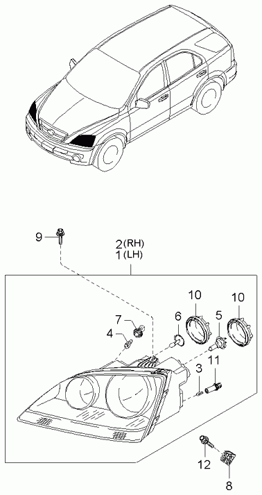 KIA 9216138000 - Лампа накаливания, фара дневного освещения unicars.by