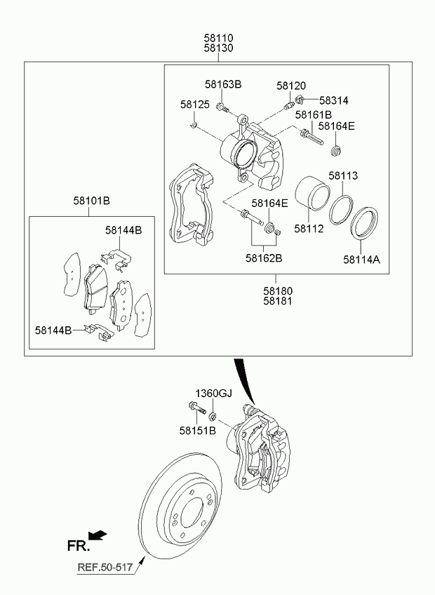 KIA 58101A7A00 - Тормозные колодки, дисковые, комплект unicars.by