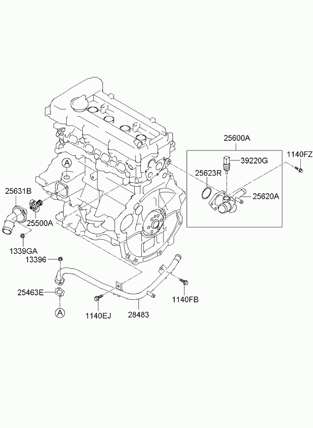 Hyundai 25500-2B001 - Термостат охлаждающей жидкости / корпус unicars.by