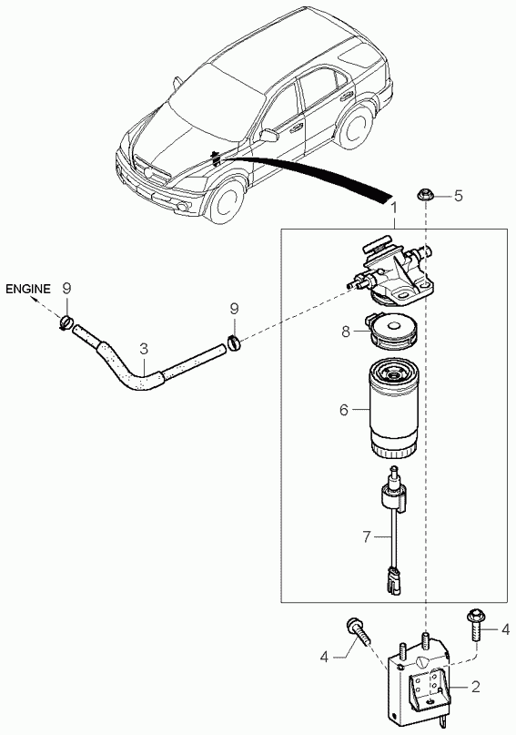 Hyundai 31970-3E000 - Топливный фильтр unicars.by