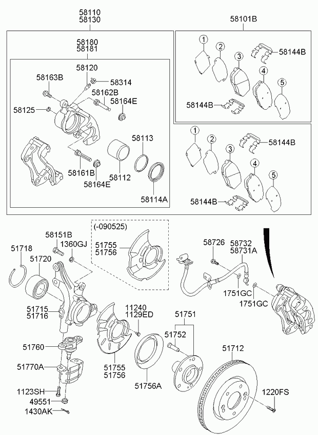 KIA 581011MA20 - Тормозные колодки, дисковые, комплект unicars.by