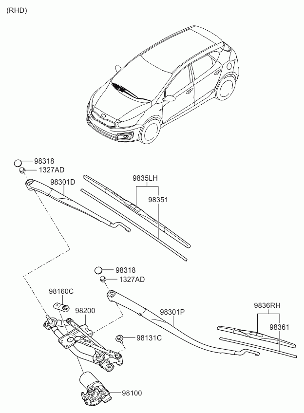 KIA 98350-A2000 - Щетка стеклоочистителя unicars.by