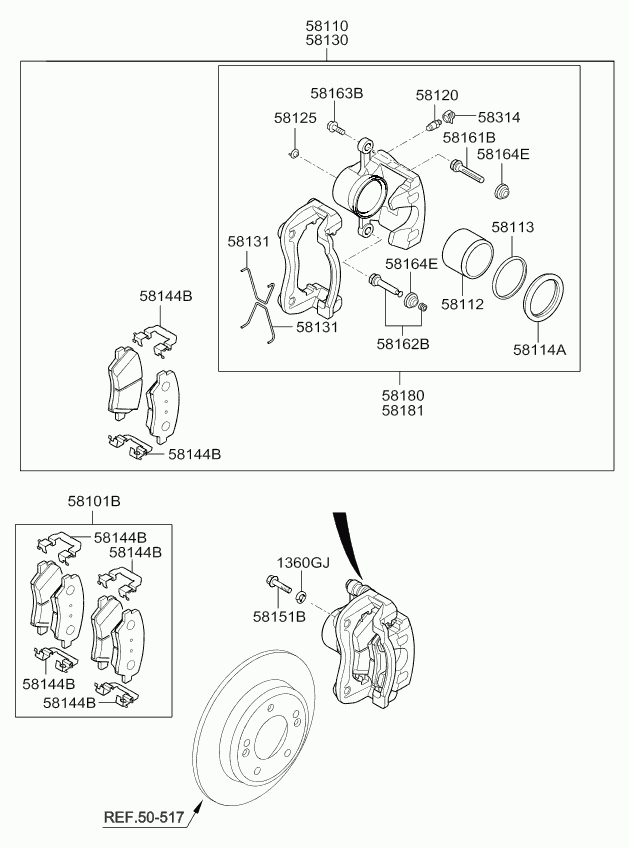 KIA 58101-A6A70 - Тормозные колодки, дисковые, комплект unicars.by