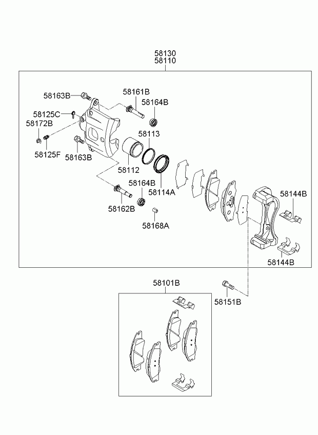 Hyundai 581012FA21 - Тормозные колодки, дисковые, комплект unicars.by