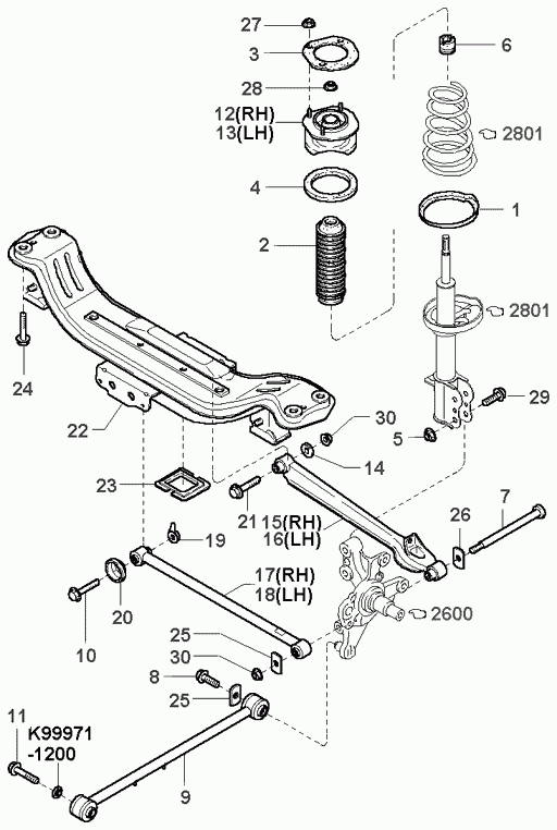 KIA 0K9A228111A - Пылезащитный комплект, амортизатор unicars.by