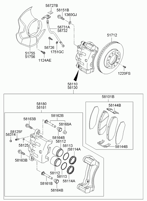 Hyundai 581102P700 - Тормозной суппорт unicars.by