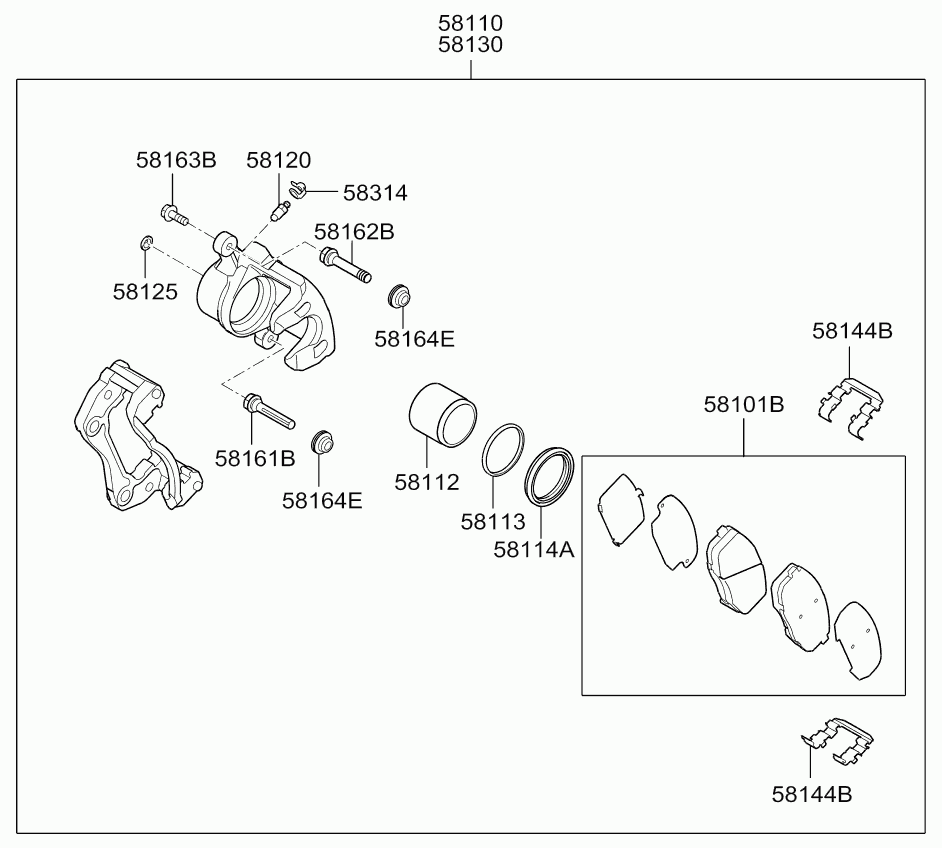 Hyundai 58101-1HA00 - Тормозные колодки, дисковые, комплект unicars.by