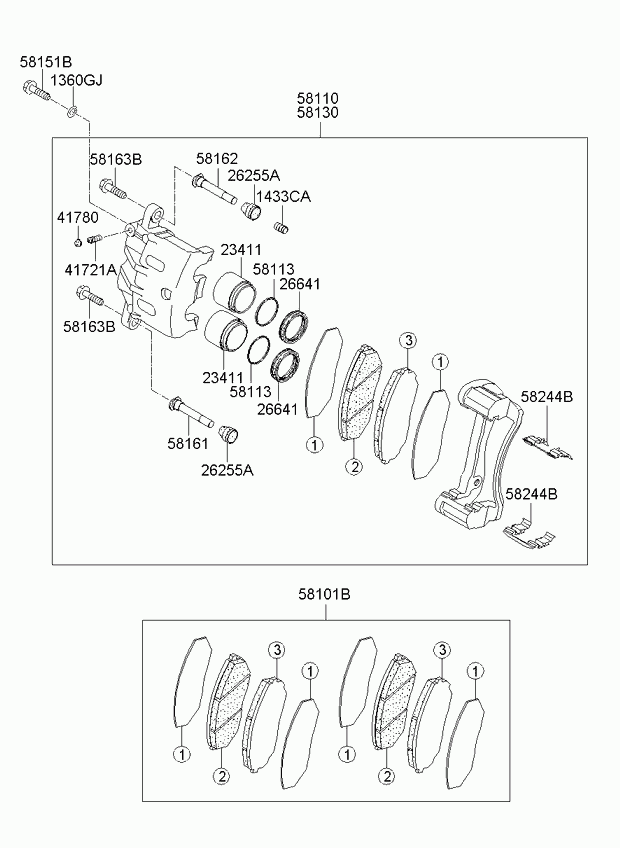 KIA 58101-3EE01 - Тормозные колодки, дисковые, комплект unicars.by